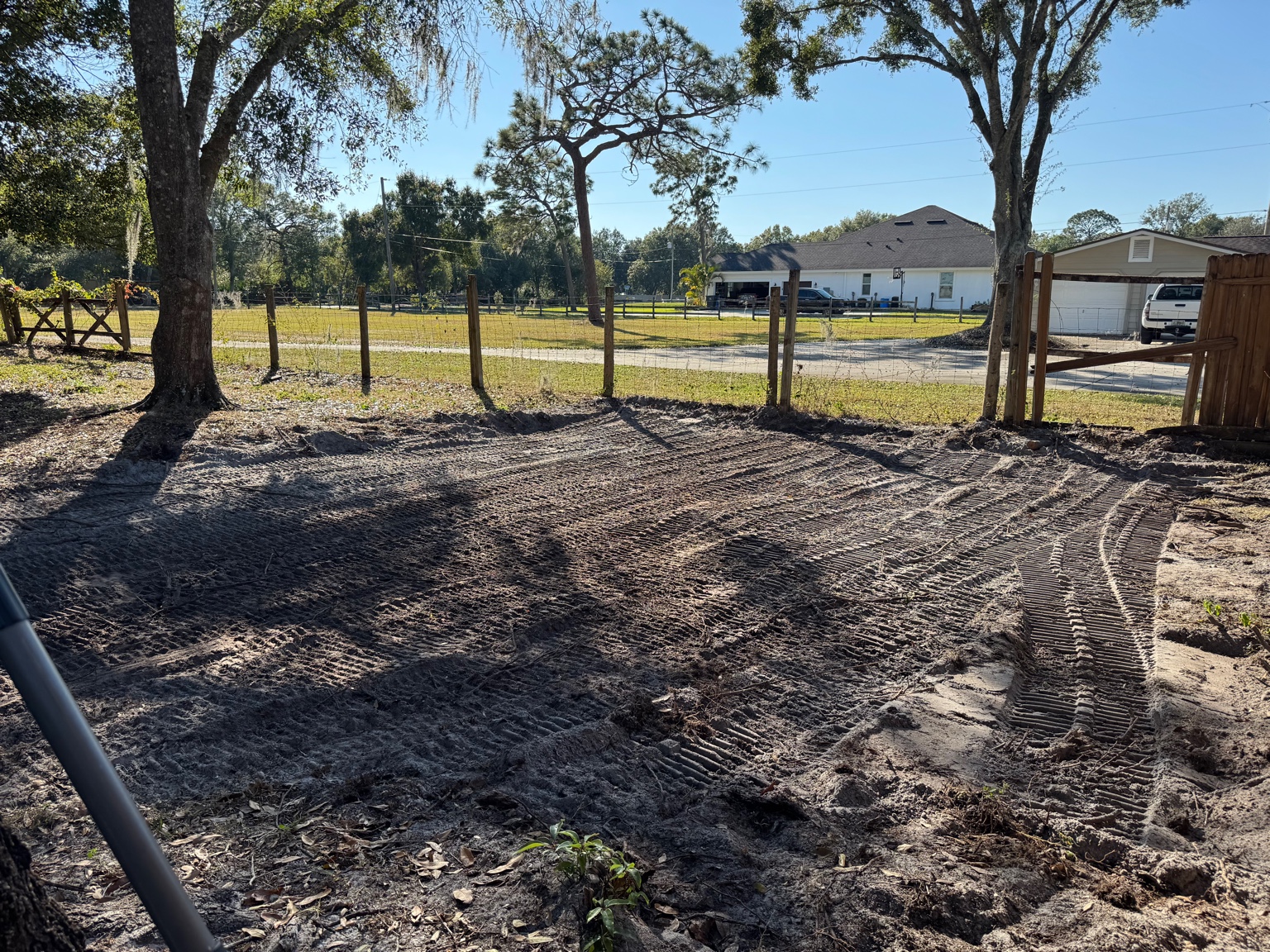 Freshly graded yard area